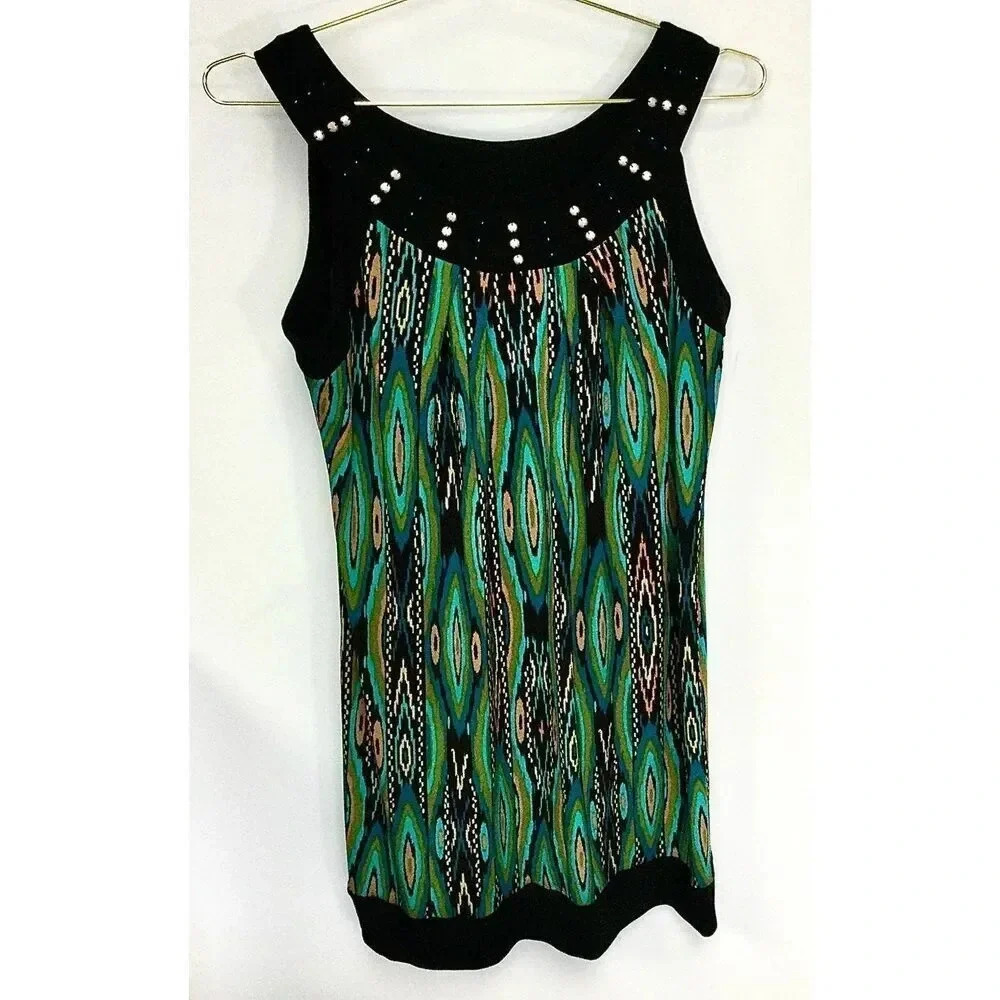 Robbie Bee Women’s‎ Size 10 Embellished Casual Cocktail Dress Green Sleeveless